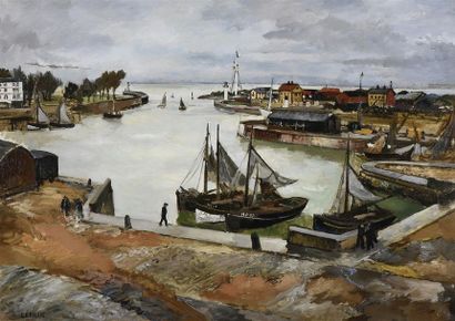 Marcel LEPRIN (1891-1933) Le port de Honfleur
Huile sur toile, signée en bas à gauche
H....