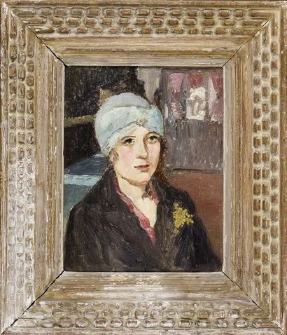 Marcel LEPRIN (1891-1933) Portrait de femme au chapeau bleu
Huile sur toile signée...
