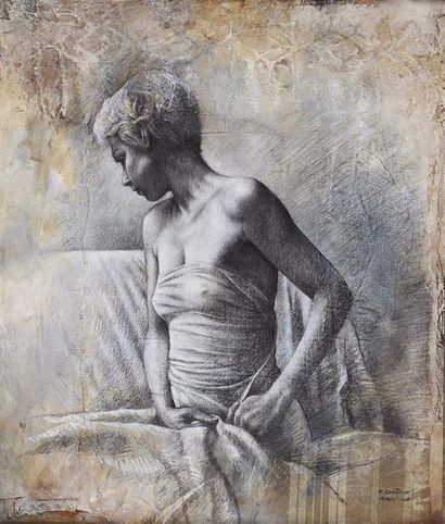 Pascal CHOVE (né en 1960) Portrait de femme de profil
Technique mixte sur toile marouflée...