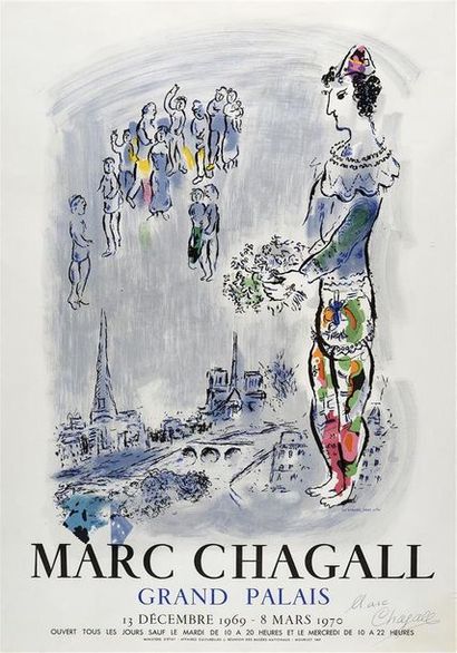 D'après Marc CHAGALL (1887-1985) 
Le Magicien de Paris
Affiche lithographique pour...