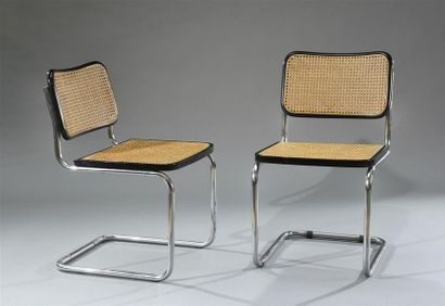 Marcel BREUER (1902-1981) - CESCA éditeur 
Paire de chaises modèle «S32», structure...