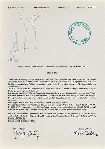 Joseph BEUYS (1921-1986) 7000 Eichen, Anläßlich der Dokumenta VII in Kassel, 1982...