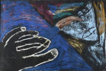 Jean-Philippe AUBANEL (né en 1953) 
Visage et main, Action de peindre, circa 1985
Acrylique...