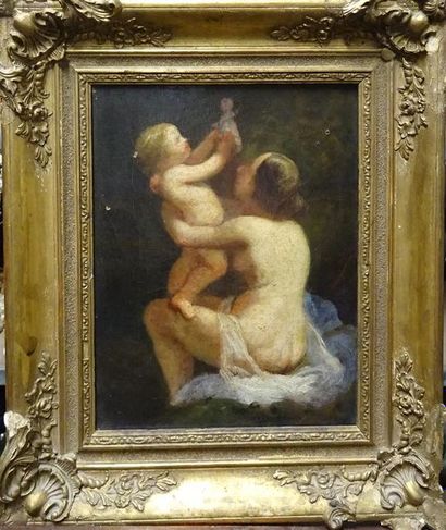 null Ecole FRANCAISE du XIXe siècle
Mère et son enfant
Huile sur toile
H. 24,5 cm...