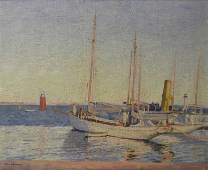 null Victor Ferdinand BOURGEOIS (1870-1957) Les voiliers Huile sur toile signée H....