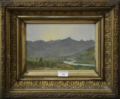 null Albert FOG (XIXe siècle) Paysage de montagne Huile sur carton toilé signée en...