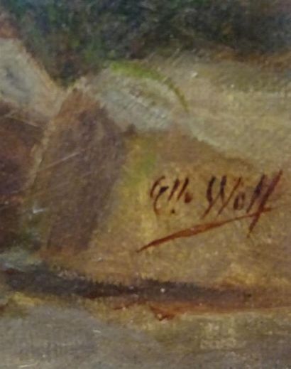 null Charles WOLFF (XIXe-XXe siècle) Couples galant, vers 1900 Huile sur toile signée...
