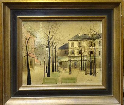 null Georges DAMIN ( né en 1942) Place du Tertre Huile sur toile signée en bas à...