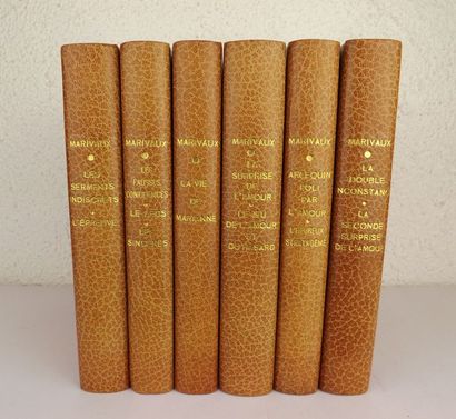 MARIVAUX Oeuvres.
Paris, Arc en Ciel, 1952.
6 vol. in-8, demi-maroquin havane à coins,...