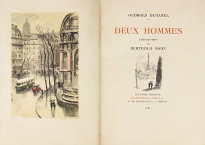 DUHAMEL (G.) Deux hommes.
Paris, Crès, «Les Livres Modernes», 1926.
In-4°, vélin...