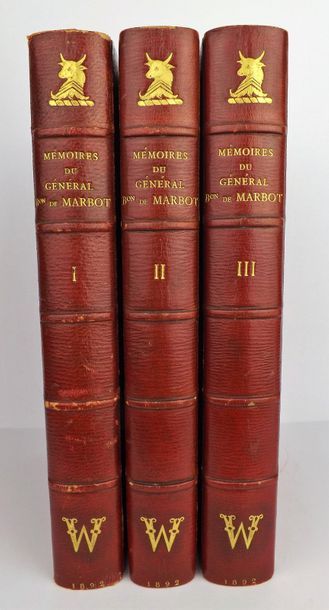 MARBOT (Général) Mémoires.
Paris, Plon, 1892.
3 volumes in-8, demi-maroquin rouge...