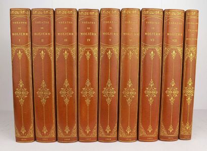 MOLIERE Théatre.
Lyon, Scheuring, 1864-70.
9 volumes in-8, demi-maroquin havane à...