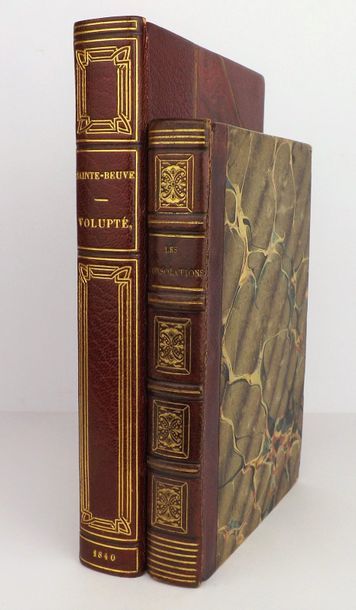 SAINTE-BEUVE Volupté.
Paris, Charpentier, 1840.
In-12, demi-maroquin rouge à coins,...