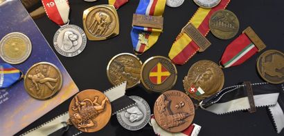 null Fort lot de diverses médailles commemoratives, principalement suisses: exposition...