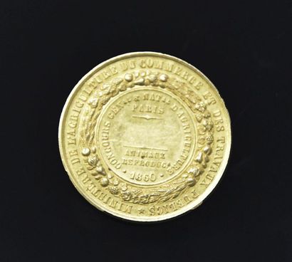 null NAPOLEON III Concours d'agriculture, Paris 1860 Médaille en or D. 33,5 mm -...