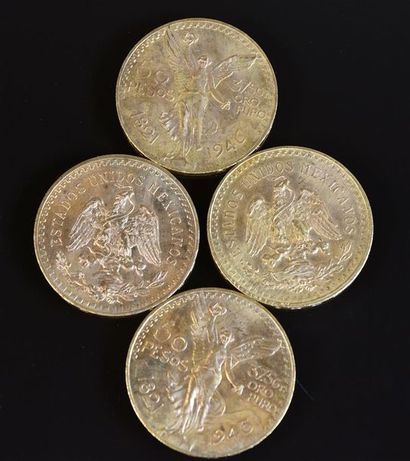 null MEXIQUE Quatre pièces en or, 50 Pesos Poids 166,3 g LOT VENDU SUR DESIGNATI...