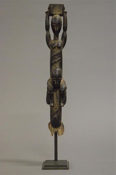 null Fragment de sceptre de style Atie/Ebrie Côte d'Ivoire Bois H. 35 cm Provenance...
