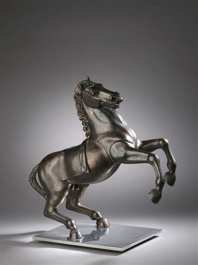 null Miguel BERROCAL (1933-2006) Il Cavallo Bronze démontable à patine brune, composé...