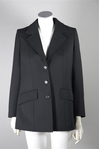 null YVES SAINT LAURENT Haute Couture n°35472. Veste en jersey noir, col cranté,...