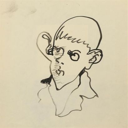 null Anatoly ZVEREV (1931-1986) Portrait d'un jeune garçon Encre sur papier H. 20,5...