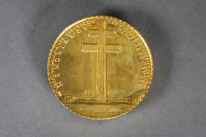 null Albert de JAEGER (1908-1992) Médaille commémorative en bronze doré figurant...