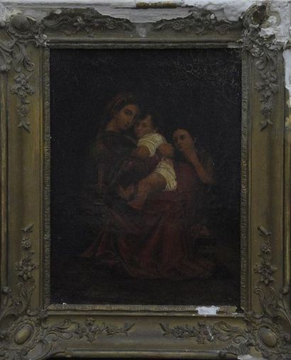 null D'après RAPHAËL, école du XIXe siècle La Vierge à la chaise Huile sur toile...