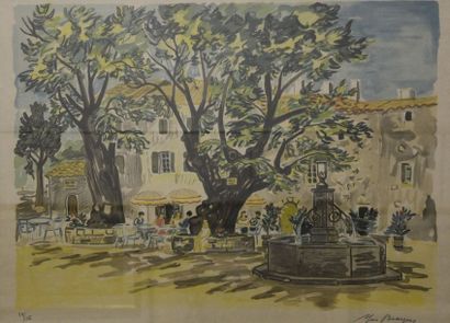 null Yves BRAYER (1907-1990) La place Lithographie signée en bas à droite et justifiée...