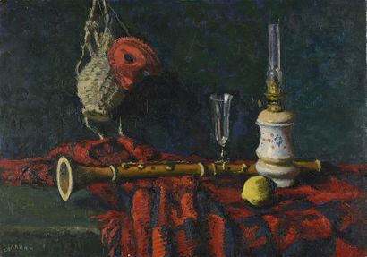 null Louis CHARRAT (1903-1971) Nature morte à la clarinette Huile sur toile signée...