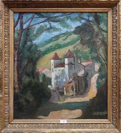 null Jean LABASQUE (1902-c1983) Le chateau de Vers Huile sur toile signée en bas...