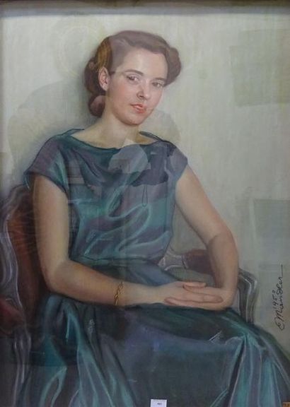 null Ernest MANDLER (1886-1963) Portrait de Mademoiselle MP Pastel signé et daté...