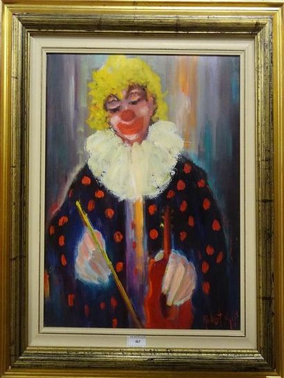 null Robert NYEL (1930-2016) Le Clown Huile sur toile signée en bas à droite H. 46...