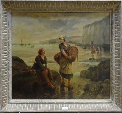 null Pierre TESTU (XIX-XXe] Le retour de la pêche Huile sur toile signée en bas à...
