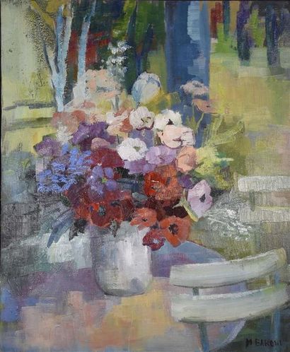 null Monique BARONI (1930-2016) Bouquet du jardin Huile sur toile signée en bas à...