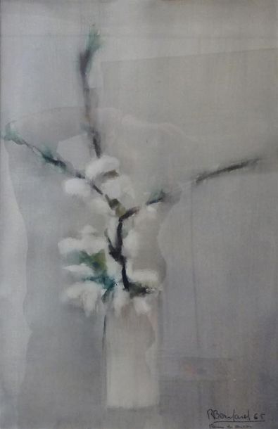 null Régis BERNARD (né en 1932) Fleurs de cerisier, 65 Gouache aquarellée signé,...