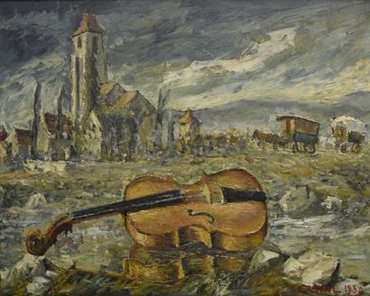 null Fernand LAVAL (1886/95-1966) L'âme of violon (Chapelle cimetière de Cadouin...