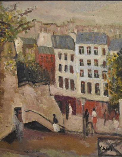 null Joseph SCHEIN (?-2001) Les escaliers à Paris Huile sur toile signée en bas à...