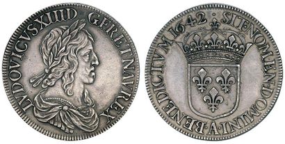 LOUIS XIII (1610-1643). Ecu de 60 sols, 1642...