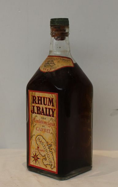null 1 bout RHUM BALLY 1947 (nlb, rebouchee au Domaine avec bouchon Bailly, sans...