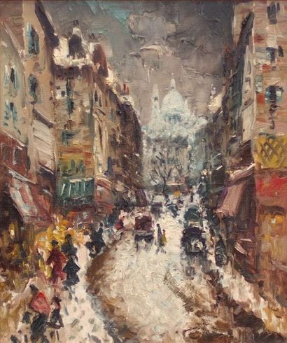 null Merio AMEGLIO (1897-1970)
Montmartre sous la neige, le Sacré Coeur
Huile sur...