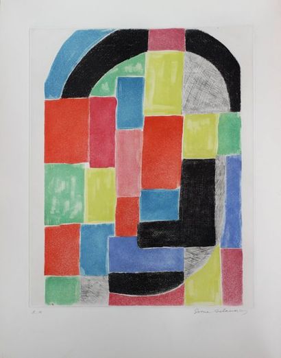 null SONIA DELAUNAY (1885-1979)

Composition circa 1970

Eau-forte en couleurs, signée...