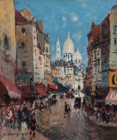 null Merio AMEGLIO (1897-1970)
Montmartre, le Sacré Coeur
Huile sur toile signée...