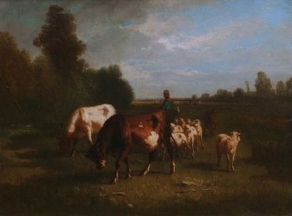 null Andrés CORTÉS (1810-1879)

Berger et troupeau dans les champs

Huile sur toile...