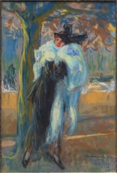 null Louis FORTUNEY (1875-1951)
Elegante au col de fourrure
Pastel signé en bas à...