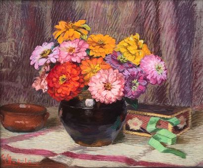 null Hippolyte MADELAINE (1871-1966)
Bouquet de fleurs dans un vase
Pastel signé...