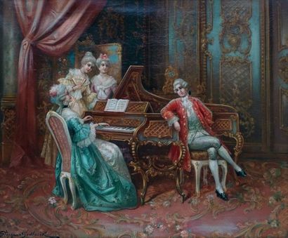 null Stephan SEDLACEK (1868-1936)

La leçon de clavecin

Huile sur toile signée en...