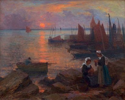 null Henri L. THIEBAULT (1855-1899)

Petit port breton au couchant

Huile sur toile...
