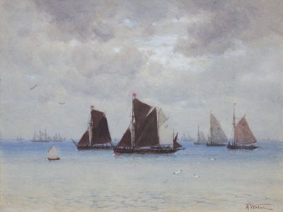 null Théodore. WEBER (1838-1907)
Marine
Aquarelle et réhauts de gouache signée en...