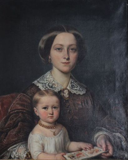 null François Gabriel G. LÉPAULLE (1804-1886)
Portrait de femme et son enfant
Huile...