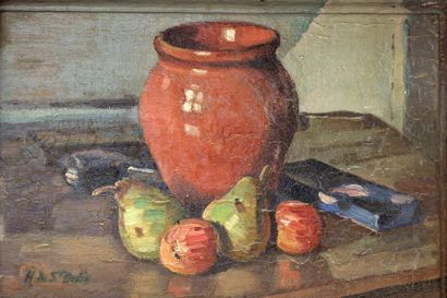 null SAINT-DELIS (1878-1949) 

Nature morte.

Huile sur panneau signé en bas à gauche....