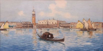 null AUGUSTUS MEVE
Gondole , voiliers, auprés du palais des DOGES à Venise
Aquarelle...
